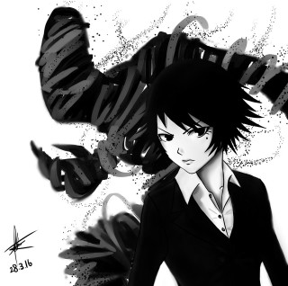 Aya goda anime black white - vanita free wallpaper for tablet