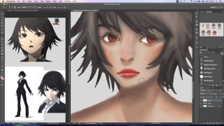 Woman red eyes man black - professional digital painting free wallpaper