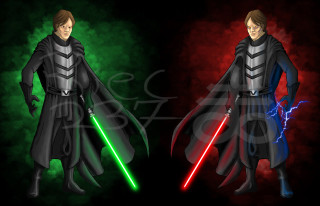 Costumed characters lightsabers sword battle - character concept art free wallpaper