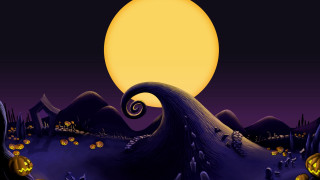 Halloween cartoon scene full moon 2 - a full moon in the sky free wallpaper