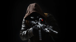 Man hooded jacket holding gun - jacket holding free wallpaper
