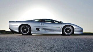 Silver sports car sun sky - the side of the road in front free wallpaper
