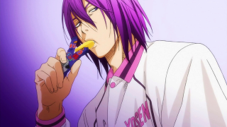 Man purple hair candy bar - purple hair holding free wallpaper