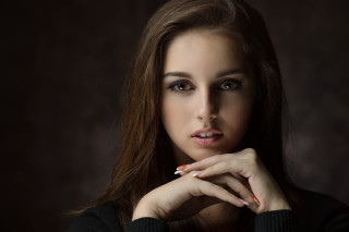 Woman long hair black sweater 2 - a black sweater free wallpaper