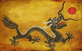 Dragon yellow background red sun 3 - a red sun in the background free wallpaper