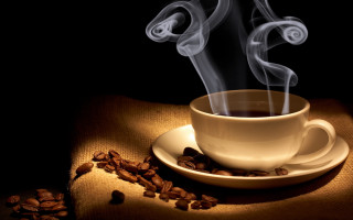 Coffee cup steam saucer beans 2 - coffee bean free wallpaper for desktop