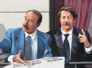 Men suits sign fake mustache - art noveau free wallpaper