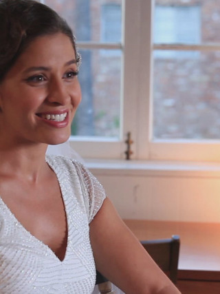 Woman white dress sitting table 3 - florence engelbach free wallpaper for mobile