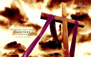 Cross purple ribbon cloudy sky - a purple ribbon free wallpaper