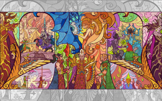 Woman man castle bridge background - a storybook illustration free wallpaper