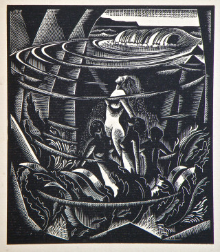 Black white drawing woman boat - vorticism free wallpaper for tablet