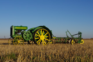 Green yellow tractor wheat field - donald roller wilson free wallpaper