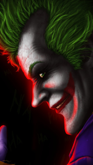 Joker green hair red nose - a digital painting free wallpaper for mobile