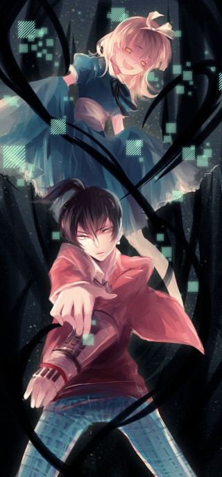 Anime characters woods arms around - neo free wallpaper for mobile