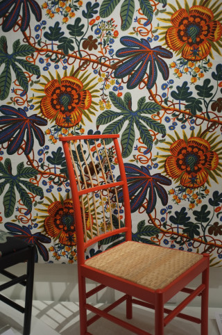 Chair wallpaper pattern woven seat - maximalist free wallpaper