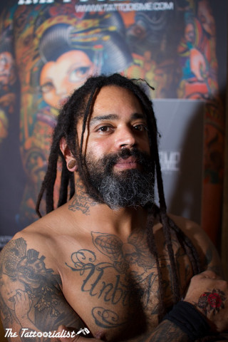 Man dreadlocks tattoos chest poster - free portrait wallpaper for mobile