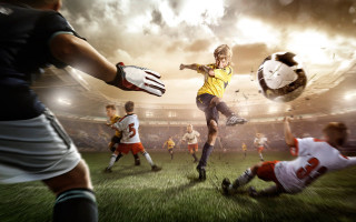 Soccer group people playing field - alain tasso free wallpaper for desktop
