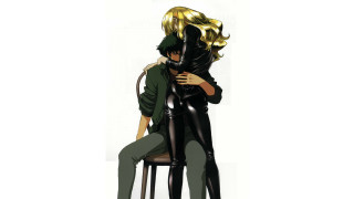 Couple hugging chair white background - a couple of people free wallpaper