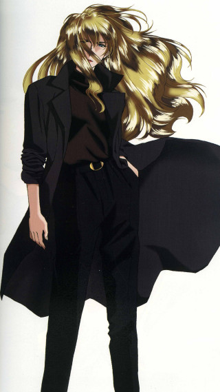 Woman blonde hair black coat - a black coat free wallpaper for mobile