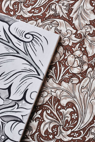 Painting pattern flower brown white - line drawing free wallpaper