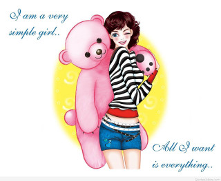 Woman hugging pink teddy bear - free neon wallpaper for desktop