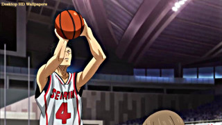 Cartoon basketball player holding basketball - a stadium in the background free wallpaper
