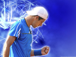 Man blue shirt white hat - his wrist free wallpaper
