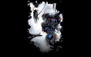 Robot armor mecha glowing eyes - a large head free wallpaper for desktop