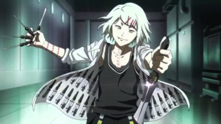 Man white hair knives pointing - his right hand free wallpaper for desktop