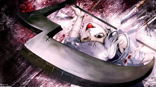 Woman boat knife blood floor - a bloody background free wallpaper
