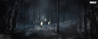 Dark forest person walking night - a dark forest free wallpaper