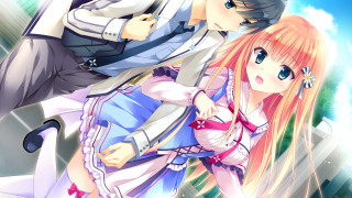 Anime couple building sky clouds - a detailed drawing free wallpaper