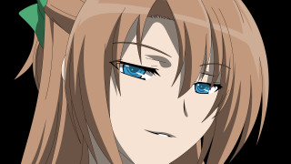 Anime girl blue eyes blonde 2 - a green bow free wallpaper