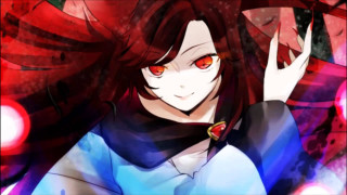 Girl red eyes blue shirt - a blue shirt free wallpaper