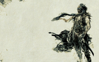 Man costume snow arms outstretched - epic fantasy character art free wallpaper