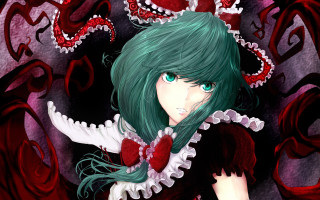 Girl green hair red heart 2 - a red heart free wallpaper for desktop