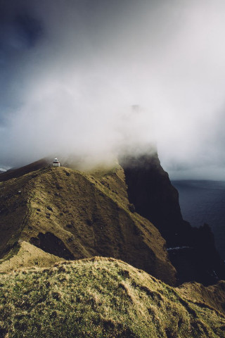 Hill car cloudy sky water - free landscape wallpaper for mobile