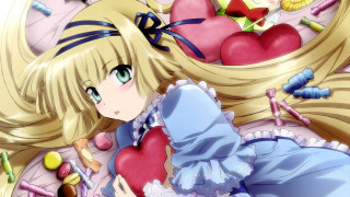 Girl bed heart pillow candy - official art free wallpaper for desktop