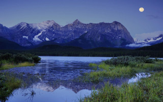 Mountain lake moon clouds sky 2 - douglas robertson bisset free wallpaper