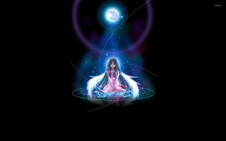 Woman lotus position light shining - a light shining free wallpaper for desktop