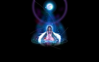 Woman lotus position light shining 2 - a light shining free wallpaper for desktop