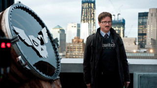 Man roof city background clock - 8 k concept art free wallpaper