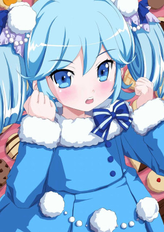 Anime girl blue hair blue 2 - rococo free wallpaper for mobile