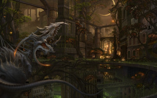 Dragon city buildings trees background - clint cearley free wallpaper