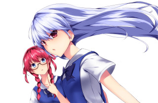 Anime couple long hair blue 2 - the other looking free wallpaper