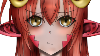 Anime girl horns head eyes - a red cape free wallpaper
