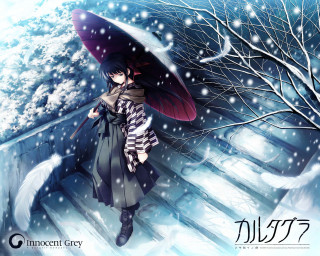 Woman umbrella walking snow winter - an umbrella free wallpaper