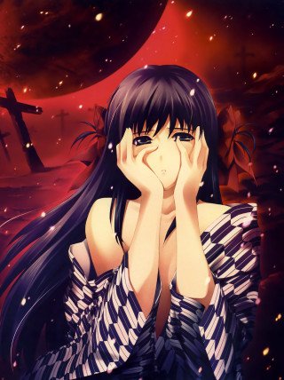 Woman covering face cross red - a red sky free wallpaper