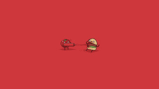 Cartoon character hamburger red background - a hamburger free wallpaper
