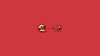 Cartoon character red background hamburger - a hamburger free wallpaper for desktop